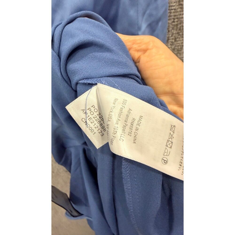 Adrianna Papell Women Gown 6 Blue Satin Crepe One Shoulder Ruffle Side Slit - Picture 7 of 11